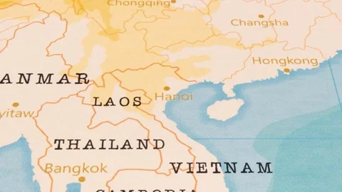 A Rotating Map Centered on Hanoi. Stock Footage 243475096