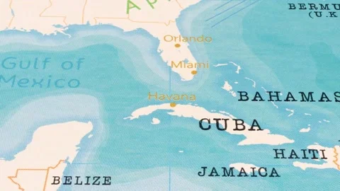 A Rotating Map Centered on Havana. Stock Footage 243475127