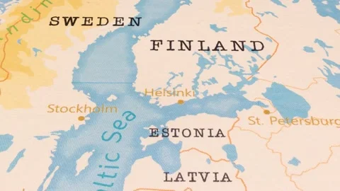 A Rotating Map Centered on Helsinki. Stock Footage 243475170