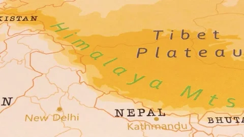 A Rotating Map Centered on Himalaya Mountains. Stock Footage 243475169