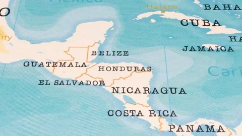 A Rotating Map Centered on Honduras. Stock Footage 243475176