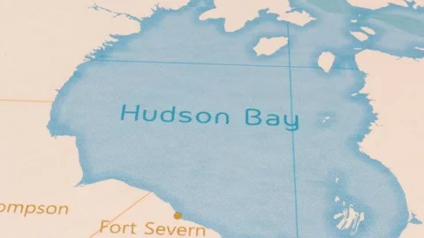 A Rotating Map Centered on Hudson Bay. Stock Footage 243475212