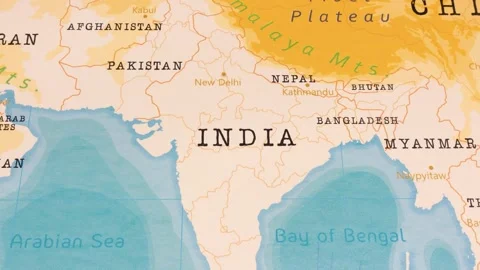 A Rotating Map Centered on India. Stock Footage 243445061