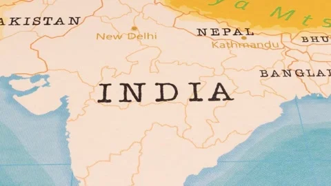A Rotating Map Centered on India. Stock Footage 243475229