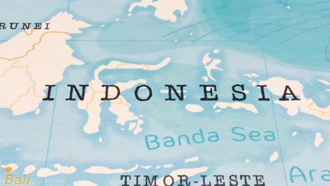 A Rotating Map Centered on Indonesia. Stock Footage 243475272