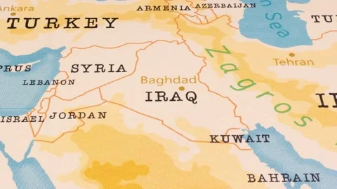 A Rotating Map Centered on Iraq. 스톡 동영상 243475322