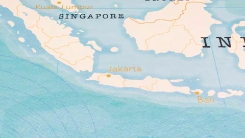 A Rotating Map Centered on Jakarta. Stock Footage 243475350