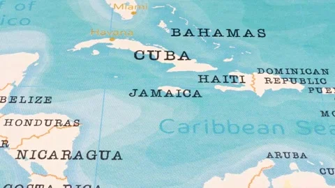 A Rotating Map Centered on Jamaica. Stock Footage 243475359