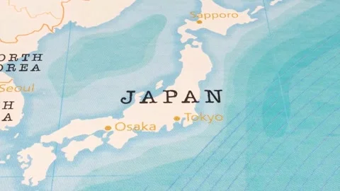 A Rotating Map Centered on Japan. Stock Footage 243475357