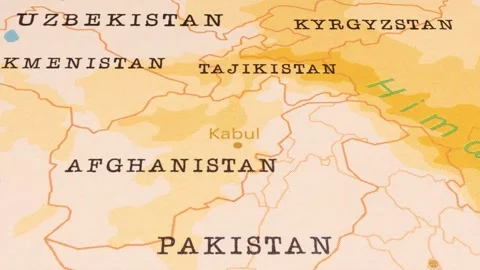 A Rotating Map Centered on Kabul. Stock Footage 243475425
