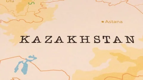 A Rotating Map Centered on Kazakhstan. Stock Footage 243475398