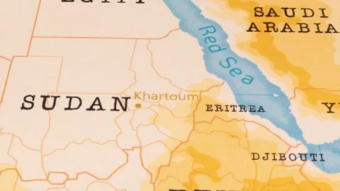 A Rotating Map Centered on Khartoum. Stock Footage 243475400