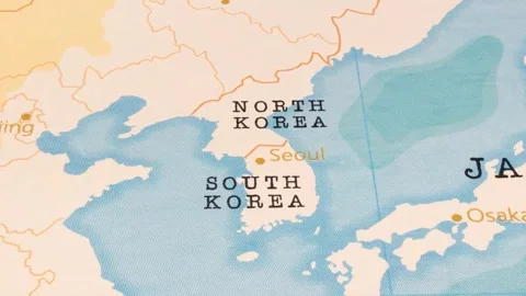 A Rotating Map Centered on Korea. Stock Footage 243475424