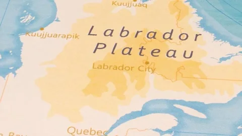 A Rotating Map Centered on Labrador City. 스톡 동영상 243475474