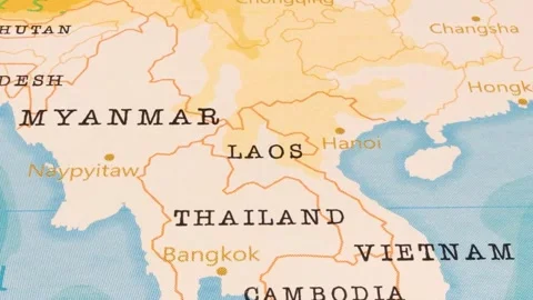 A Rotating Map Centered on Laos. 스톡 동영상 243475551