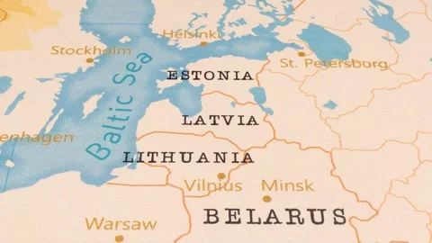 A Rotating Map Centered on Latvia. Stock Footage 243475516