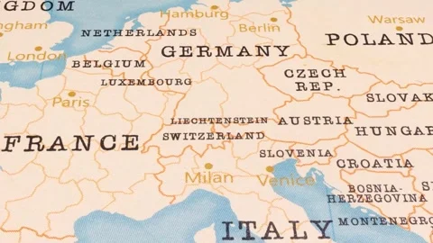 A Rotating Map Centered on Liechtenstein. Stock Footage 243475523