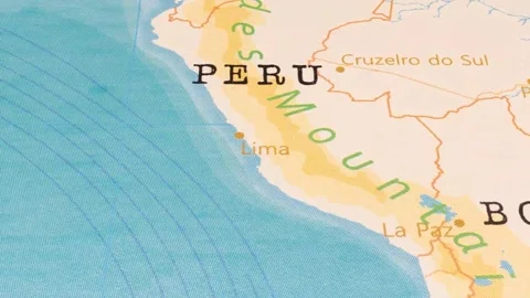 A Rotating Map Centered on Lima. Stock Footage 243475587