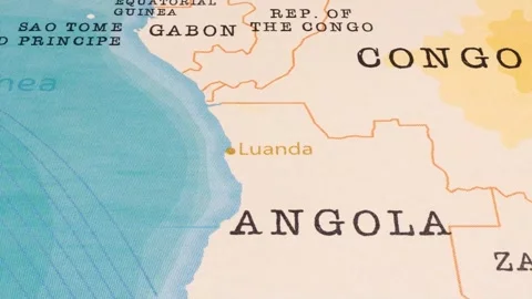 A Rotating Map Centered on Luanda. Stock Footage 243475552
