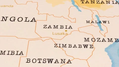 A Rotating Map Centered on Lusaka. Stock Footage 243475649