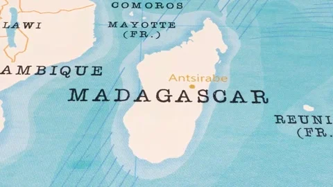 A Rotating Map Centered on Madagascar. Stock Footage 243475633