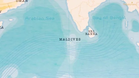 A Rotating Map Centered on Maldives. Stock Footage 243445901