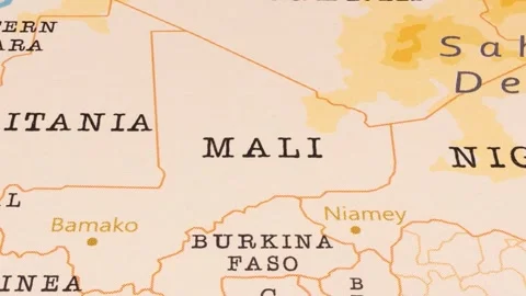 A Rotating Map Centered on Mali. Stock Footage 243475727