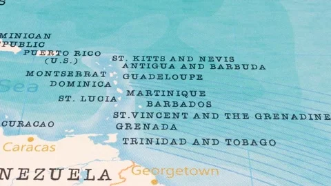 A Rotating Map Centered on Martinique. Stock Footage 243475806