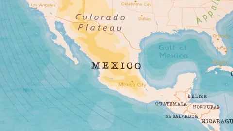 A Rotating Map Centered on Mexico. Stock Footage 243445941
