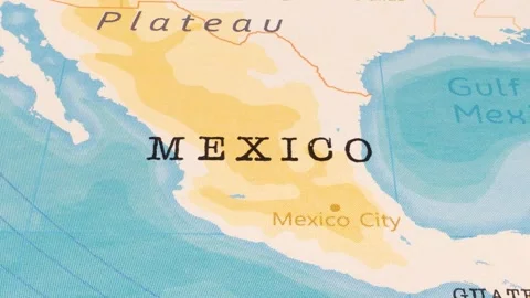 A Rotating Map Centered on Mexico. Stock Footage 243475888