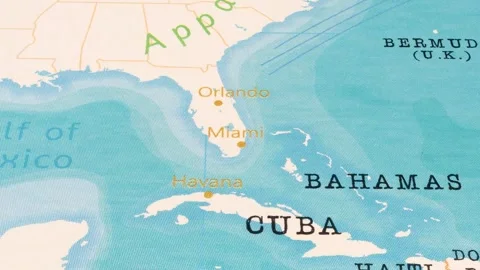 A Rotating Map Centered on Miami. Stock Footage 243475890