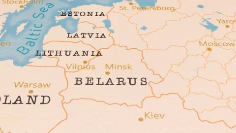 A Rotating Map Centered on Minsk. Stock Footage 243475933
