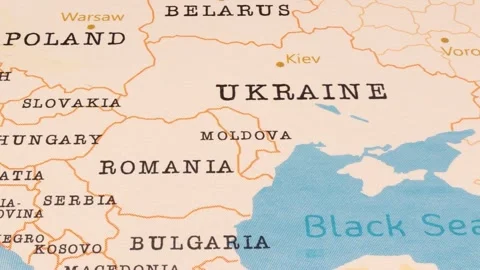 A Rotating Map Centered on Moldova. Stock Footage 243475962