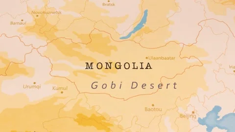 A Rotating Map Centered on Mongolia. Stock Footage 243445947