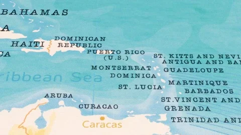 A Rotating Map Centered on Montserrat. Stock Footage 243476015
