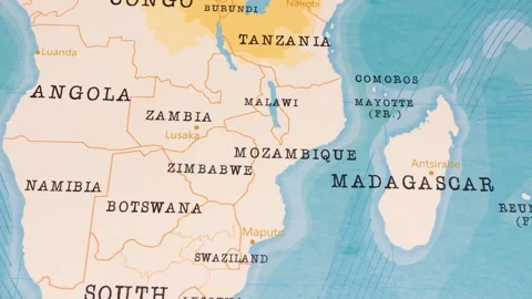 A Rotating Map Centered on Mozambique. Stock Footage 243445954
