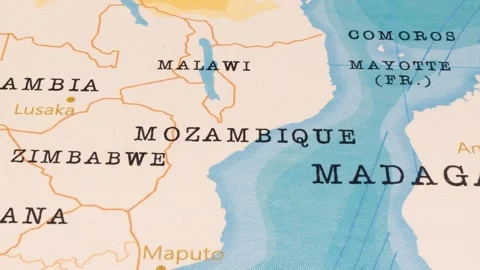 A Rotating Map Centered on Mozambique. Stock Footage 243476030