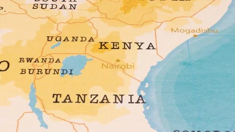 A Rotating Map Centered on Nairobi. Stock Footage 243476100