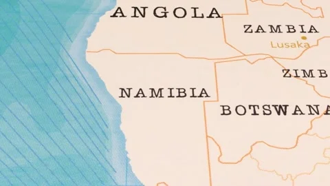 A Rotating Map Centered on Namibia. Stock Footage 243476094