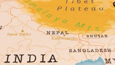 A Rotating Map Centered on Nepal. Stock Footage 243476129