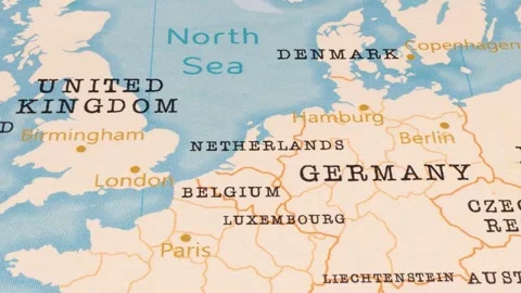 A Rotating Map Centered on Netherlands. Stock Footage 243476145