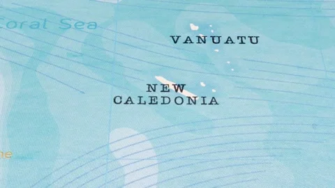 A Rotating Map Centered on New Caledonia. 스톡 동영상 243476222
