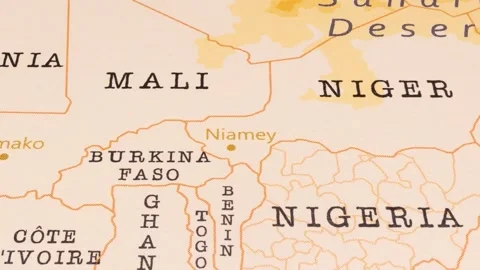 A Rotating Map Centered on Niamey. Stock Footage 243476271