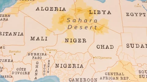 A Rotating Map Centered on Niger. Stock Footage 243446099