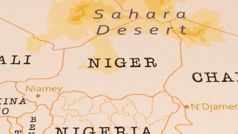 A Rotating Map Centered on Niger. Stock Footage 243476259