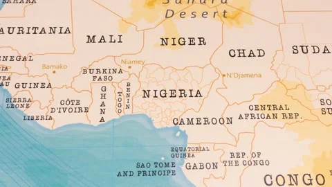 A Rotating Map Centered on Nigeria. Stock Footage 243446180