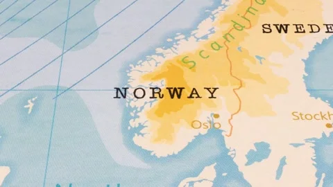 A Rotating Map Centered on Norway. Stock Footage 243476388