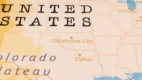 A Rotating Map Centered on Oklahoma City. Stock Footage 243476409
