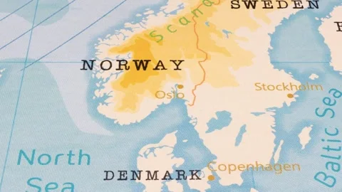 A Rotating Map Centered on Oslo. 스톡 동영상 243476472