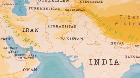 A Rotating Map Centered on Pakistan. Stock Footage 243446200